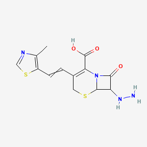 molecular formula C13H14N4O3S2 B15157160 7-Hydrazinyl-3-[2-(4-methyl-1,3-thiazol-5-yl)ethenyl]-8-oxo-5-thia-1-azabicyclo[4.2.0]oct-2-ene-2-carboxylic acid 