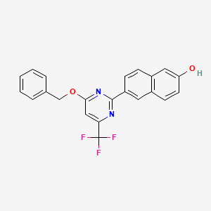 molecular formula C22H15F3N2O2 B15158370 6-[4-(Benzyloxy)-6-(trifluoromethyl)pyrimidin-2(1H)-ylidene]naphthalen-2(6H)-one CAS No. 651723-17-0