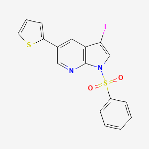 1H-Pyrrolo[2,3-b]pyridine, 3-iodo-1-(phenylsulfonyl)-5-(2-thienyl)-