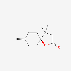 molecular formula C12H18O2 B15158529 1-Oxaspiro[4.5]dec-6-en-2-one, 4,4,8-trimethyl-, (5S,8R)- CAS No. 679396-13-5