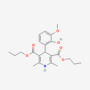 molecular formula C22H29NO6 B15158815 Dipropyl 4-(2-hydroxy-3-methoxyphenyl)-2,6-dimethyl-1,4-dihydropyridine-3,5-dicarboxylate 