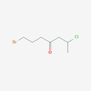 molecular formula C7H12BrClO B15158858 4-Heptanone, 1-bromo-6-chloro- CAS No. 654643-43-3