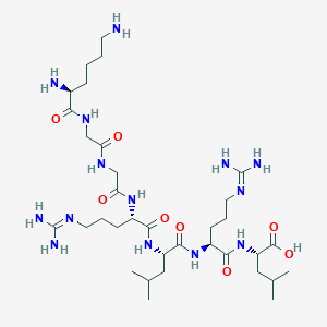 molecular formula C34H66N14O8 B15158876 L-Lysylglycylglycyl-N~5~-(diaminomethylidene)-L-ornithyl-L-leucyl-N~5~-(diaminomethylidene)-L-ornithyl-L-leucine CAS No. 668992-96-9