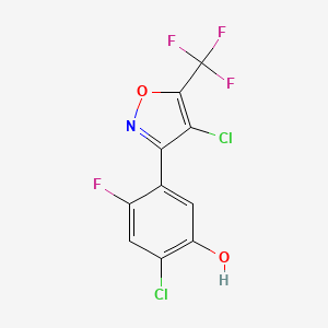 molecular formula C10H3Cl2F4NO2 B15159031 2-Chloro-5-[4-chloro-5-(trifluoromethyl)-1,2-oxazol-3-yl]-4-fluorophenol CAS No. 653569-95-0