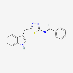 molecular formula C18H14N4S B15159119 N-{5-[(1H-Indol-3-yl)methyl]-1,3,4-thiadiazol-2-yl}-1-phenylmethanimine CAS No. 686285-10-9