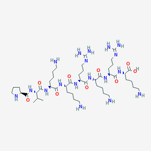 molecular formula C46H90N18O9 B15159280 L-Prolyl-L-valyl-L-lysyl-L-lysyl-N~5~-(diaminomethylidene)-L-ornithyl-L-lysyl-N~5~-(diaminomethylidene)-L-ornithyl-L-lysine CAS No. 803745-21-3