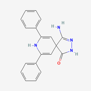 molecular formula C19H16N4O B15159316 4-Amino-7,9-diphenyl-2,3,8-triazaspiro[4.5]deca-3,6,9-trien-1-one CAS No. 652150-64-6