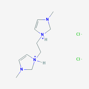 molecular formula C10H20Cl2N4 B15160605 1,1'-(Ethane-1,2-diyl)bis(3-methyl-2,3-dihydro-1H-imidazol-1-ium) dichloride CAS No. 675623-45-7