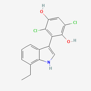 2,5-Dichloro-3-(7-ethyl-1H-indol-3-yl)benzene-1,4-diol