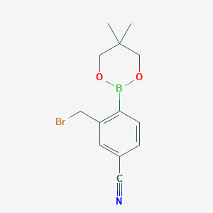 molecular formula C13H15BBrNO2 B15161391 3-(Bromomethyl)-4-(5,5-dimethyl-1,3,2-dioxaborinan-2-yl)benzonitrile CAS No. 673456-15-0