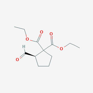 1,1-Cyclopentanedicarboxylic acid, 2-formyl-, diethyl ester, (2R)-