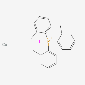 molecular formula C21H21CuIP+ B15161882 Copper;iodo-tris(2-methylphenyl)phosphanium CAS No. 143015-26-3