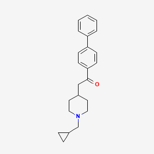 molecular formula C23H27NO B15162084 Ethanone, 1-[1,1'-biphenyl]-4-yl-2-[1-(cyclopropylmethyl)-4-piperidinyl]- CAS No. 144068-32-6