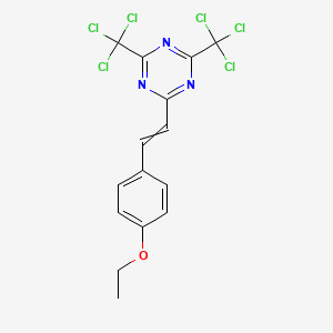 molecular formula C15H11Cl6N3O B15162312 2-[2-(4-Ethoxyphenyl)ethenyl]-4,6-bis(trichloromethyl)-1,3,5-triazine CAS No. 151052-44-7