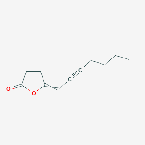 molecular formula C11H14O2 B15162426 5-(Hept-2-YN-1-ylidene)oxolan-2-one CAS No. 142337-66-4