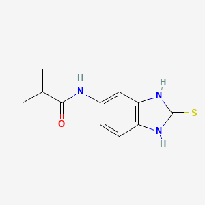 molecular formula C11H13N3OS B15162536 2-Methyl-N-(2-sulfanylidene-2,3-dihydro-1H-benzimidazol-5-yl)propanamide CAS No. 185321-09-9