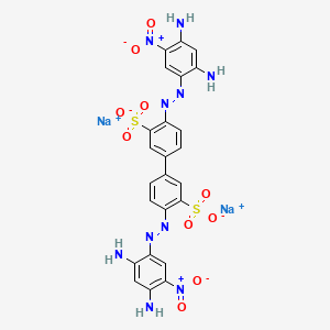 molecular formula C24H18N10Na2O10S2 B1516267 Disodium;2-[(2,4-diamino-5-nitrophenyl)diazenyl]-5-[4-[(2,4-diamino-5-nitrophenyl)diazenyl]-3-sulfonatophenyl]benzenesulfonate CAS No. 3626-38-8
