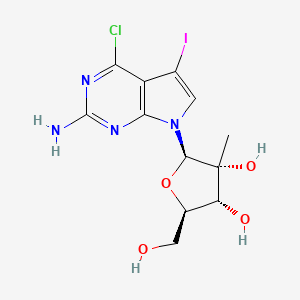 molecular formula C12H14ClIN4O4 B1516276 (2R,3R,4R,5R)-2-(2-Amino-4-chloro-5-iodo-7H-pyrrolo[2,3-d]pyrimidin-7-yl)-5-(hydroxymethyl)-3-methyltetrahydrofuran-3,4-diol 