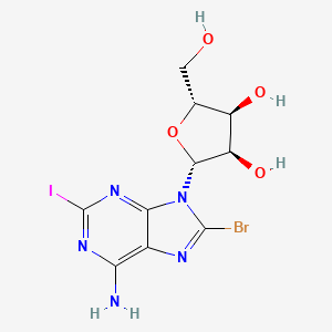molecular formula C10H11BrIN5O4 B1516348 (2R,3R,4S,5R)-2-(6-amino-8-bromo-2-iodo-9H-purin-9-yl)-5-(hydroxymethyl)tetrahydrofuran-3,4-diol 