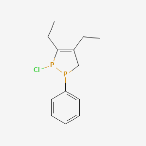 molecular formula C13H17ClP2 B15164282 1-Chloro-4,5-diethyl-2-phenyl-2,3-dihydro-1H-1,2-diphosphole CAS No. 163277-09-6