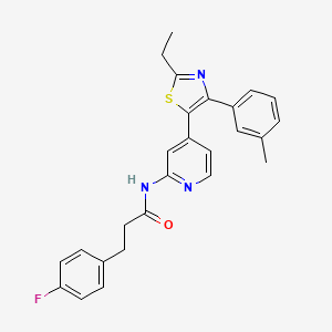 N-{4-[2-Ethyl-4-(3-methylphenyl)-1,3-thiazol-5-yl]pyridin-2-yl}-3-(4-fluorophenyl)propanamide