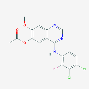 molecular formula C17H12Cl2FN3O3 B1516516 4-(3,4-Dichloro-2-fluorophenylamino)-7-methoxyquinazolin-6-yl acetate 