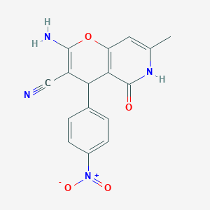 2-Amino-7-methyl-4-(4-nitrophenyl)-5-oxo-4,6-dihydropyrano[3,2-c]pyridine-3-carbonitrile