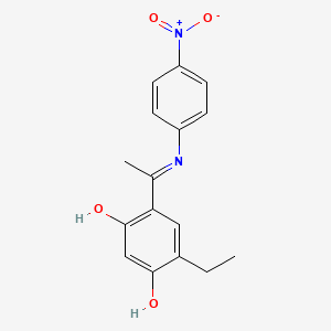 molecular formula C16H16N2O4 B15165633 4-Ethyl-3-hydroxy-6-[1-(4-nitroanilino)ethylidene]cyclohexa-2,4-dien-1-one CAS No. 586356-61-8