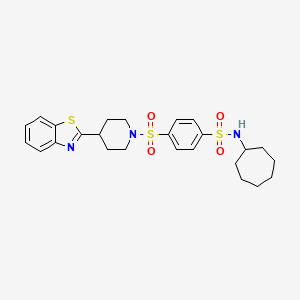 4-[4-(1,3-Benzothiazol-2-yl)piperidine-1-sulfonyl]-N-cycloheptylbenzene-1-sulfonamide