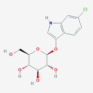 molecular formula C14H16ClNO6 B151666 (2S,3R,4S,5R,6R)-2-((6-Chloro-1H-indol-3-yl)oxy)-6-(hydroxymethyl)tetrahydro-2H-pyran-3,4,5-triol CAS No. 138182-21-5