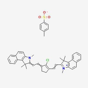 molecular formula C46H45ClN2O3S B15166731 2-(2-{2-Chloro-3-[2-(1,1,3-trimethyl-1,3-dihydro-2H-benzo[e]indol-2-ylidene)ethylidene]cyclopent-1-en-1-yl}ethenyl)-1,1,3-trimethyl-1H-benzo[e]indol-3-ium 4-methylbenzene-1-sulfonate CAS No. 287182-34-7