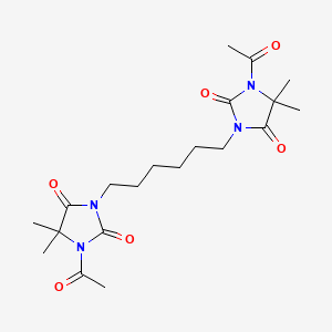 molecular formula C20H30N4O6 B15166811 3,3'-(Hexane-1,6-diyl)bis(1-acetyl-5,5-dimethylimidazolidine-2,4-dione) CAS No. 499785-54-5