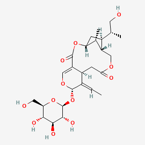 molecular formula C26H38O12 B1516683 (1R,7S,8E,9S,14S,15S,17R)-8-ethylidene-15-[(2R)-1-hydroxypropan-2-yl]-17-methyl-7-[(2S,3R,4S,5S,6R)-3,4,5-trihydroxy-6-(hydroxymethyl)oxan-2-yl]oxy-2,6,12-trioxatricyclo[12.2.1.04,9]heptadec-4-ene-3,11-dione 
