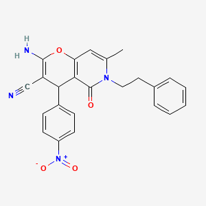 2-amino-7-methyl-4-(4-nitrophenyl)-5-oxo-6-(2-phenylethyl)-5,6-dihydro-4H-pyrano[3,2-c]pyridine-3-carbonitrile