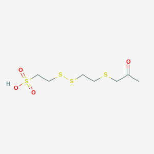 molecular formula C7H14O4S4 B15167492 2-({2-[(2-Oxopropyl)sulfanyl]ethyl}disulfanyl)ethane-1-sulfonic acid CAS No. 477251-44-8