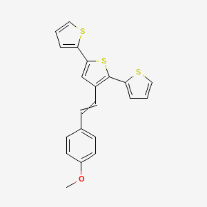 molecular formula C21H16OS3 B15168018 3-[2-(4-Methoxyphenyl)ethenyl]-2,5-dithiophen-2-ylthiophene CAS No. 634602-06-5