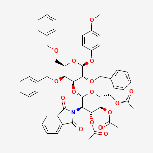 molecular formula C54H55NO16 B1516867 [(2R,3S,4R,5R,6S)-3,4-Diacetyloxy-5-(1,3-dioxoisoindol-2-yl)-6-[(2S,3R,4S,5S,6R)-2-(4-methoxyphenoxy)-3,5-bis(phenylmethoxy)-6-(phenylmethoxymethyl)oxan-4-yl]oxyoxan-2-yl]methyl acetate CAS No. 1820575-44-7