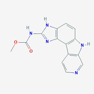 molecular formula C14H11N5O2 B151706 Methyl N-(3,5,10,13-tetrazatetracyclo[7.7.0.02,6.011,16]hexadeca-1(9),2(6),3,7,11(16),12,14-heptaen-4-yl)carbamate CAS No. 131203-85-5
