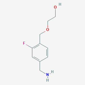 molecular formula C10H14FNO2 B1517065 2-{[4-(Aminomethyl)-2-fluorophenyl]methoxy}ethan-1-ol CAS No. 1019546-26-9