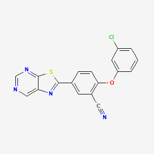 2-(3-Chlorophenoxy)-5-([1,3]thiazolo[5,4-d]pyrimidin-2-yl)benzonitrile