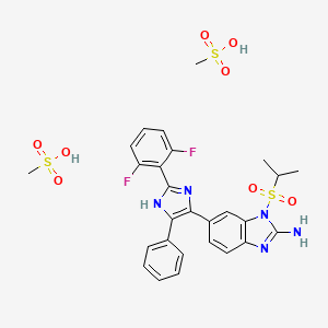 6-[2-(2,6-difluorophenyl)-5-phenyl-1H-imidazol-4-yl]-1-propan-2-ylsulfonylbenzimidazol-2-amine;methanesulfonic acid