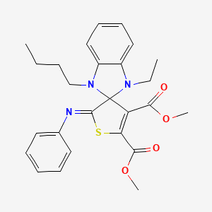 Dimethyl (2'Z)-1-butyl-3-ethyl-2'-(phenylimino)-1,3-dihydro-2'H-spiro[benzimidazole-2,3'-thiophene]-4',5'-dicarboxylate