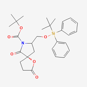 molecular formula C29H37NO6Si B15171603 1-Oxa-7-azaspiro[4.4]nonane-7-carboxylic acid, 8-[[[(1,1-dimethylethyl)diphenylsilyl]oxy]methyl]-2,6-dioxo-, 1,1-dimethylethyl ester, (5S,8S)- 