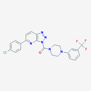 molecular formula C23H18ClF3N6O B151717 (5-(4-氯苯基)-3H-[1,2,3]三唑并[4,5-b]吡啶-3-基)(4-(3-(三氟甲基)苯基)哌嗪-1-基)甲酮 CAS No. 1072874-79-3