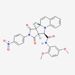 (10S,11R,15S,16R)-N-(2,5-dimethoxyphenyl)-13-(4-nitrophenyl)-12,14-dioxo-1,13-diazatetracyclo[8.6.0.02,7.011,15]hexadeca-2,4,6,8-tetraene-16-carboxamide