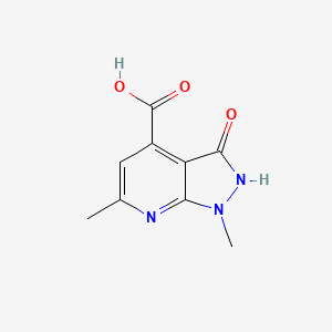 molecular formula C9H9N3O3 B1517236 1,6-dimethyl-3-oxo-1H,2H,3H-pyrazolo[3,4-b]pyridine-4-carboxylic acid CAS No. 1050885-37-4