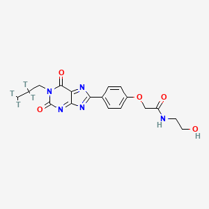 2-[4-[2,6-dioxo-1-(2,2,3,3-tetratritiopropyl)purin-8-yl]phenoxy]-N-(2-hydroxyethyl)acetamide