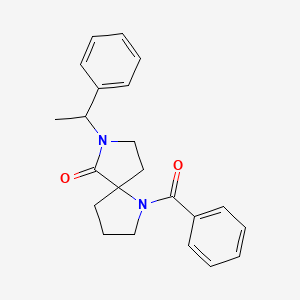 molecular formula C22H24N2O2 B15172596 1,7-Diazaspiro[4.4]nonan-6-one, 1-benzoyl-7-[(1R)-1-phenylethyl]- 