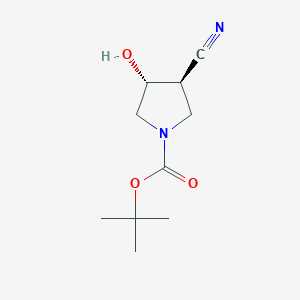 molecular formula C10H16N2O3 B1517372 trans-1-Boc-3-cyano-4-hydroxypyrrolidine CAS No. 215922-85-3