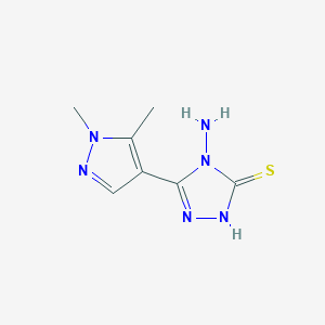 molecular formula C7H10N6S B1517395 4-Amino-5-(1,5-dimethyl-1H-pyrazol-4-yl)-4H-1,2,4-triazole-3-thiol CAS No. 1152587-37-5